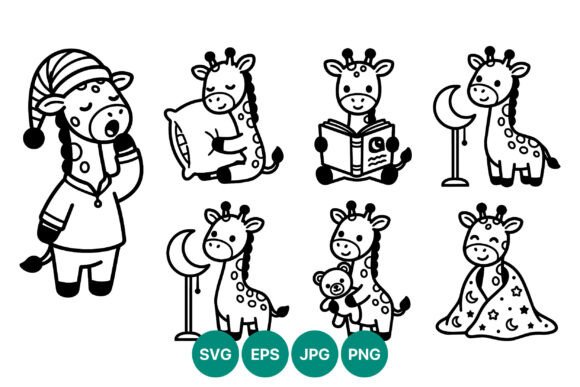Download Cute Giraffe Black White Vector Art - Premium Resources
