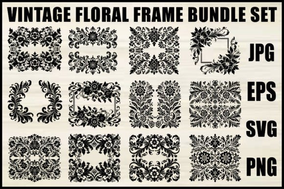 Download Black Floral Frame Set - Premium Resources