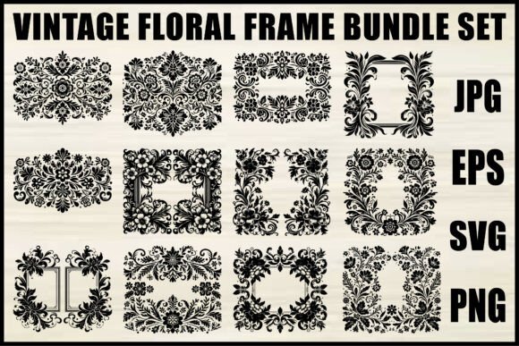 Download Black Floral Frame Set - Premium Resources